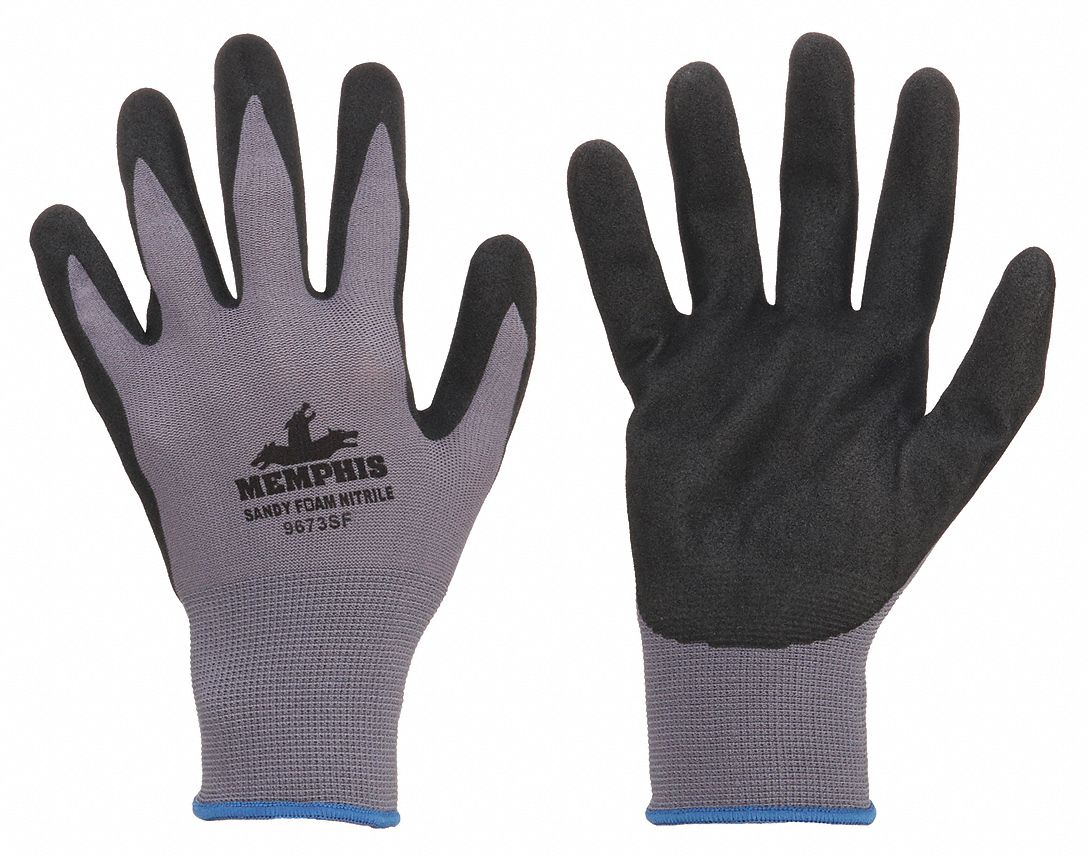 MCR SAFETY Memphis 9673SF Foam Nitrile Coated Gloves, Small