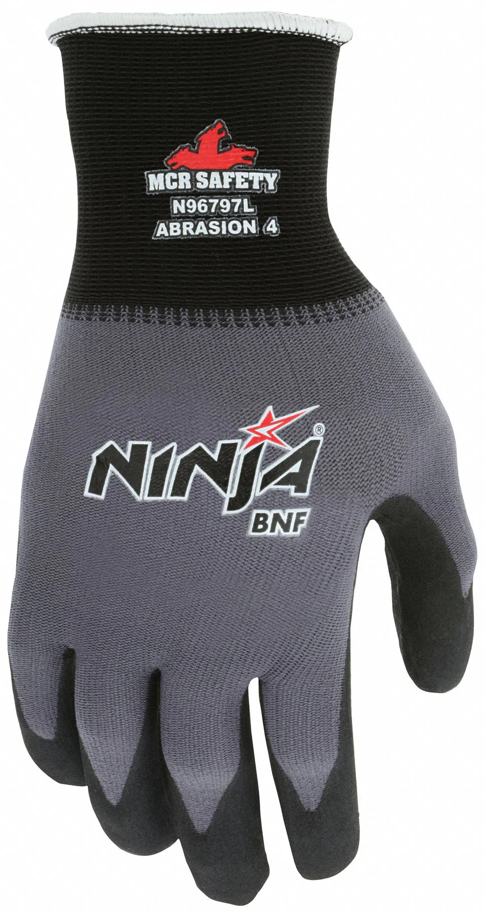 MCR SAFETY Ninja N96797 Coated Nitrile Gloves - L, Dotted, Full Finger - Image 2