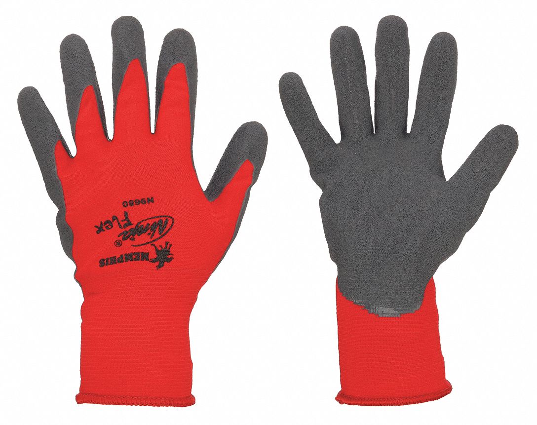 MCR SAFETY Ninja Flex N9680 Red Latex Palm-Dipped Gloves, 2XL