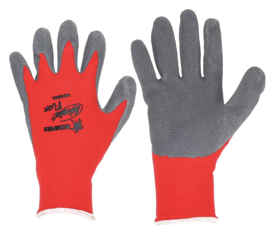 MCR SAFETY Ninja Flex Red Latex Coated Gloves, Size S, ANSI Abrasion Level 3