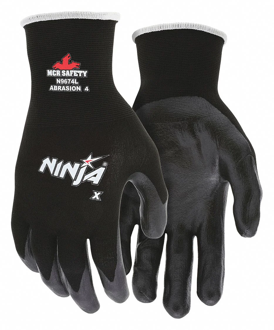 MCR SAFETY Ninja X Coated Gloves, Small, Black