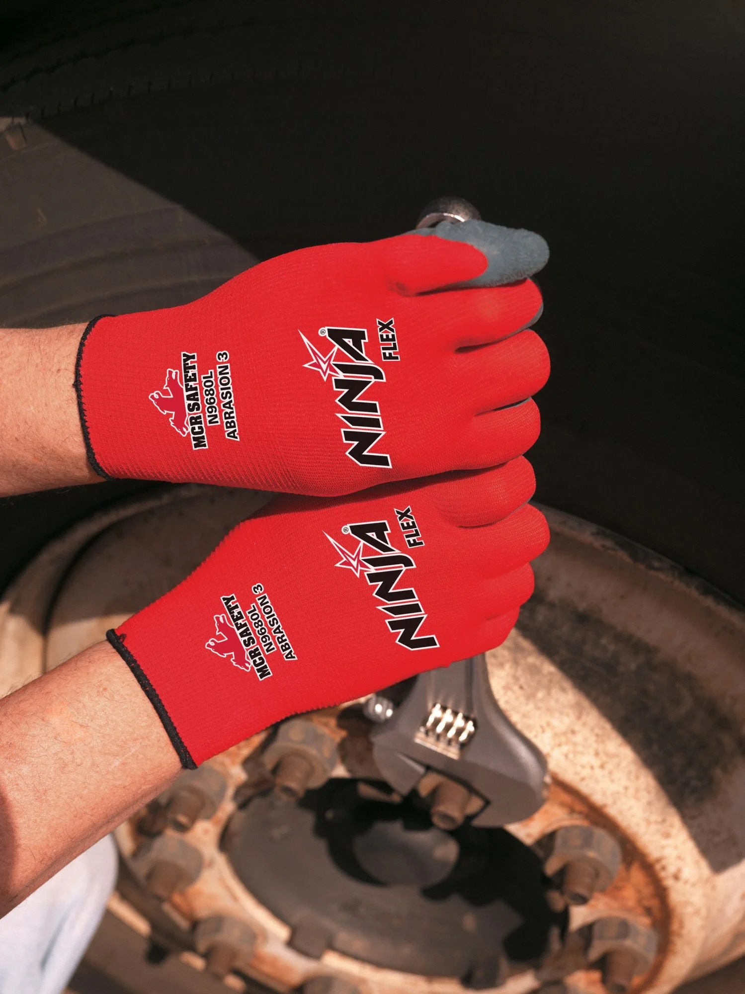 MCR SAFETY Ninja Flex N9680 Coated Gloves - Large, Red - Image 4