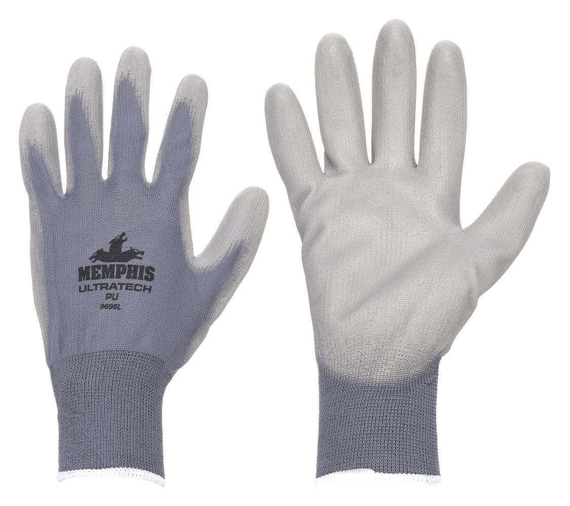 MCR SAFETY UltraTech Coated Gloves 2XL - Polyurethane Palm Dipped, Gray