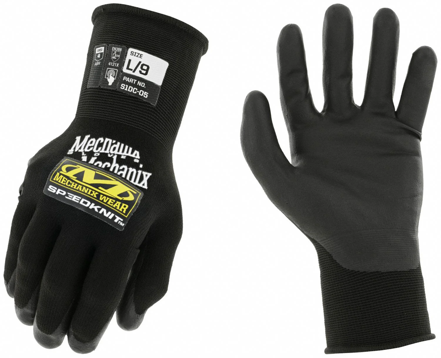 MECHANIX WEAR SpeedKnit S1DC05 Knit Gloves - Black, Small, Touchscreen Compatible