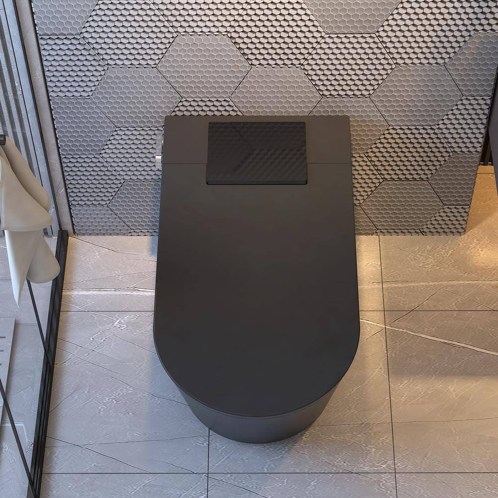 MEDUNJESS M-Z Elongated Smart Bidet Toilet in Black with Auto Open/Close, Auto Flush, Heated Seat, and Foot Sensor - Image 2