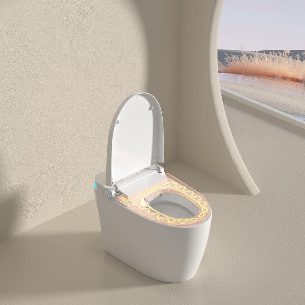 MEDUNJESS Smart Bidet Toilet 1.28 GPF with Auto Features & Voice Control - White - Image 4