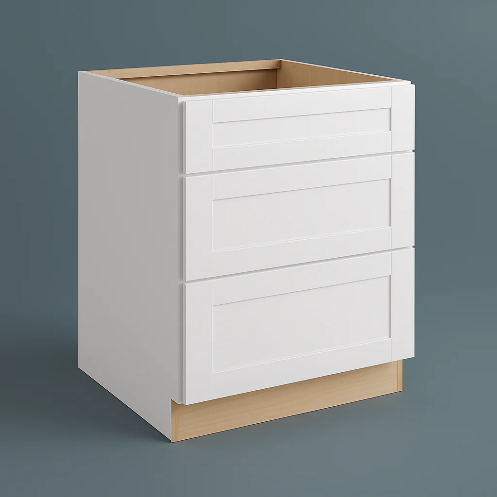 MILL'S PRIDE Richmond Verona White Shaker Drawer Base Cabinet - 24 in W x 24 in D x 34.5 in H