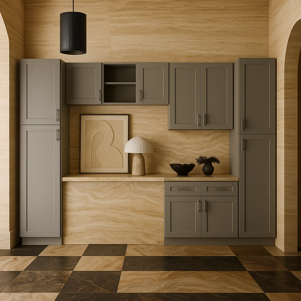 MILL'S PRIDE Richmond Vesuvius Gray Kitchen Cabinet Set - 132 in W x 24 in D x 90 in H - Image 4