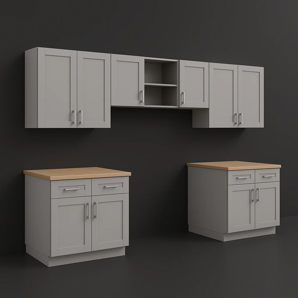 MILL'S PRIDE Richmond Vesuvius Gray Kitchen Cabinet Set - 132 in W x 24 in D x 96 in H