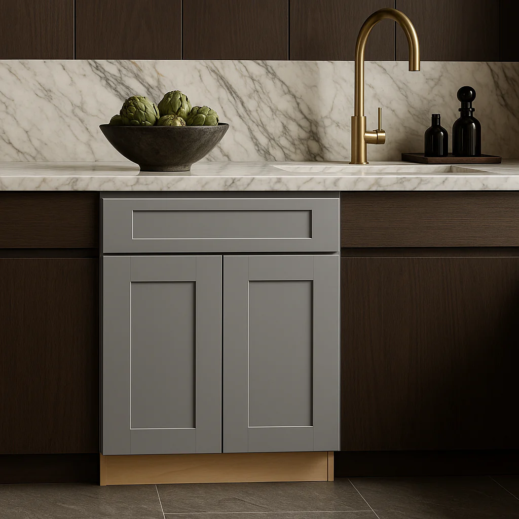 MILL'S PRIDE Richmond Vesuvius Gray Shaker Base Kitchen Cabinet - 24 in W x 24 in D x 34.5 in H - Image 3