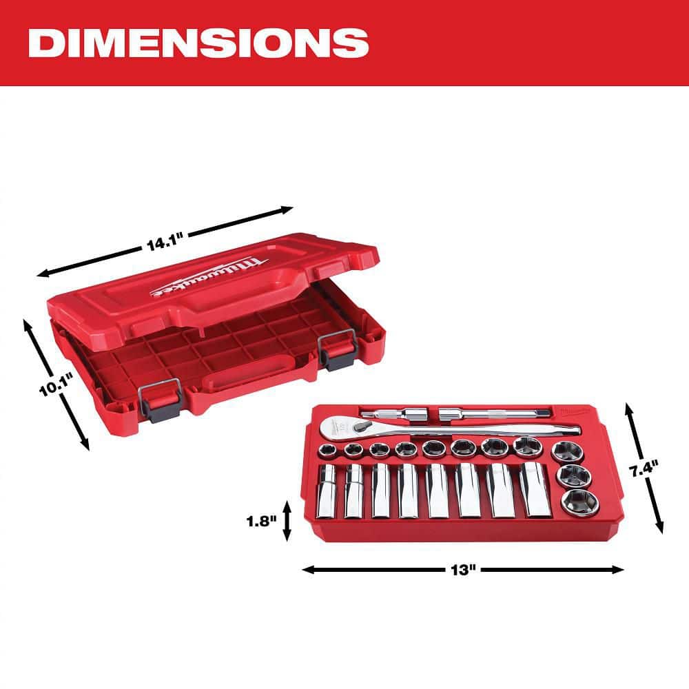 Milwaukee 1/2 in. and 1/4 in. Drive SAE/Metric Ratchet & Socket Mechanics Tool Set, 72-Piece - Image 4