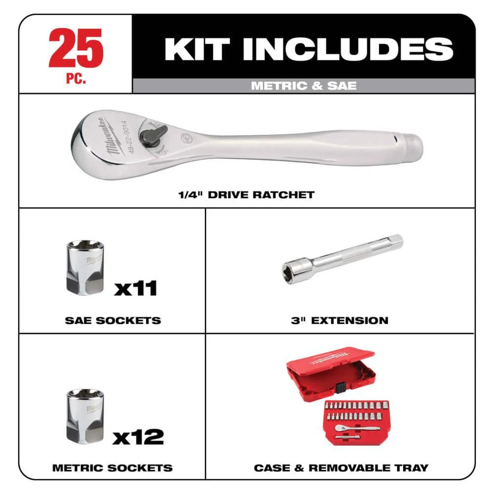 Milwaukee 1/2 in. and 1/4 in. Drive SAE/Metric Ratchet & Socket Mechanics Tool Set, 72-Piece - Image 6