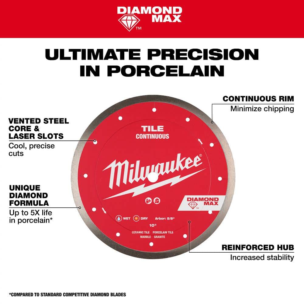Milwaukee 10 in. DIAMOND MAX Continuous Tile Diamond Blade - Image 4