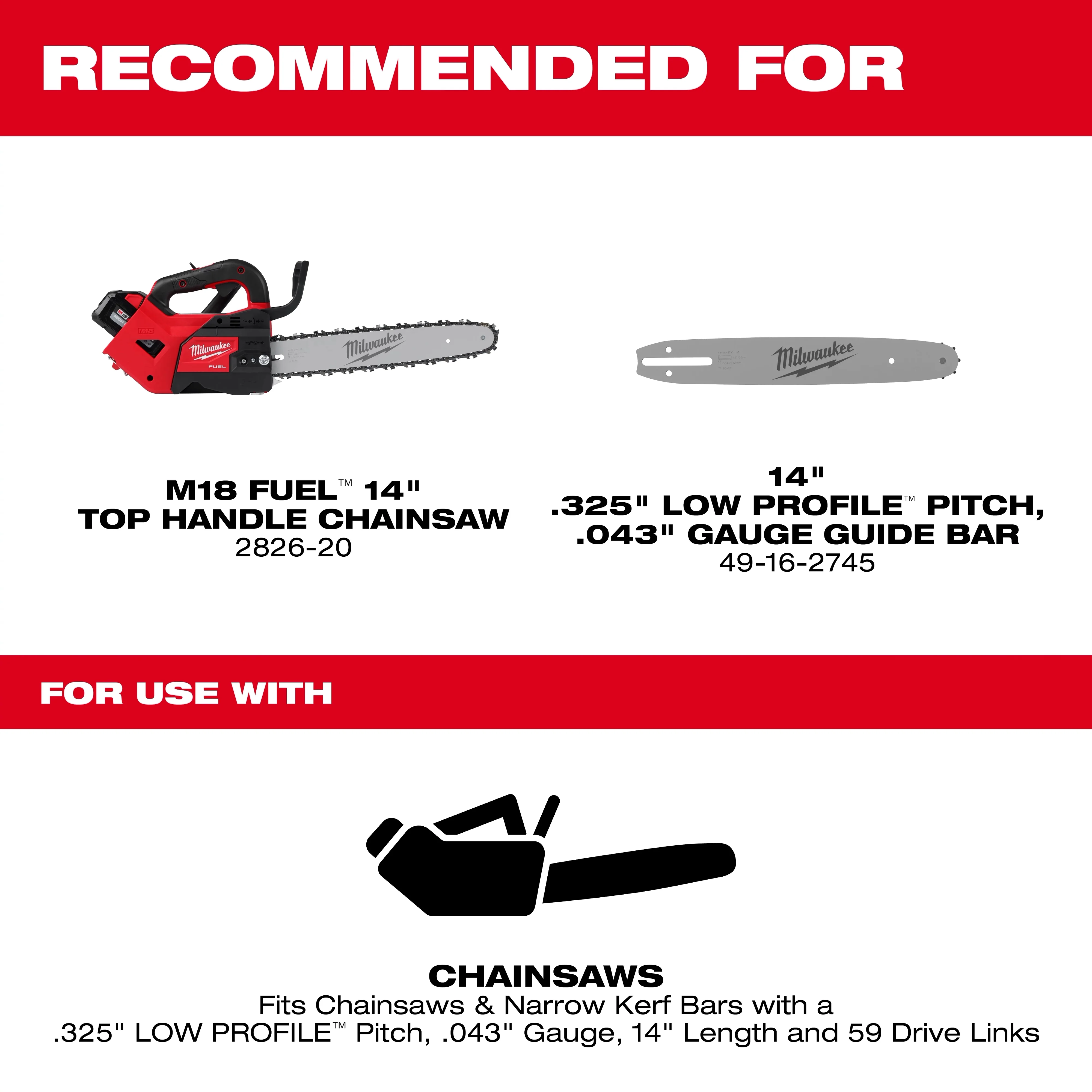 Milwaukee 14 in. Chainsaw Chain, .325 in. Low Profile Pitch, .043 in. Gauge (3-Pack) - Image 3
