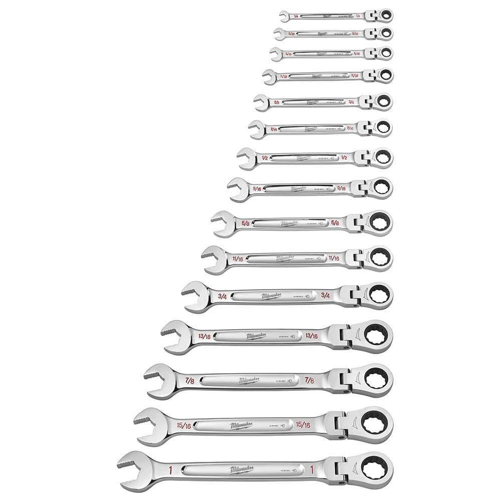 Milwaukee 144-Position Flex-Head Ratcheting Combination Wrench Set SAE with Screwdriver Set (25-Piece) - Image 7
