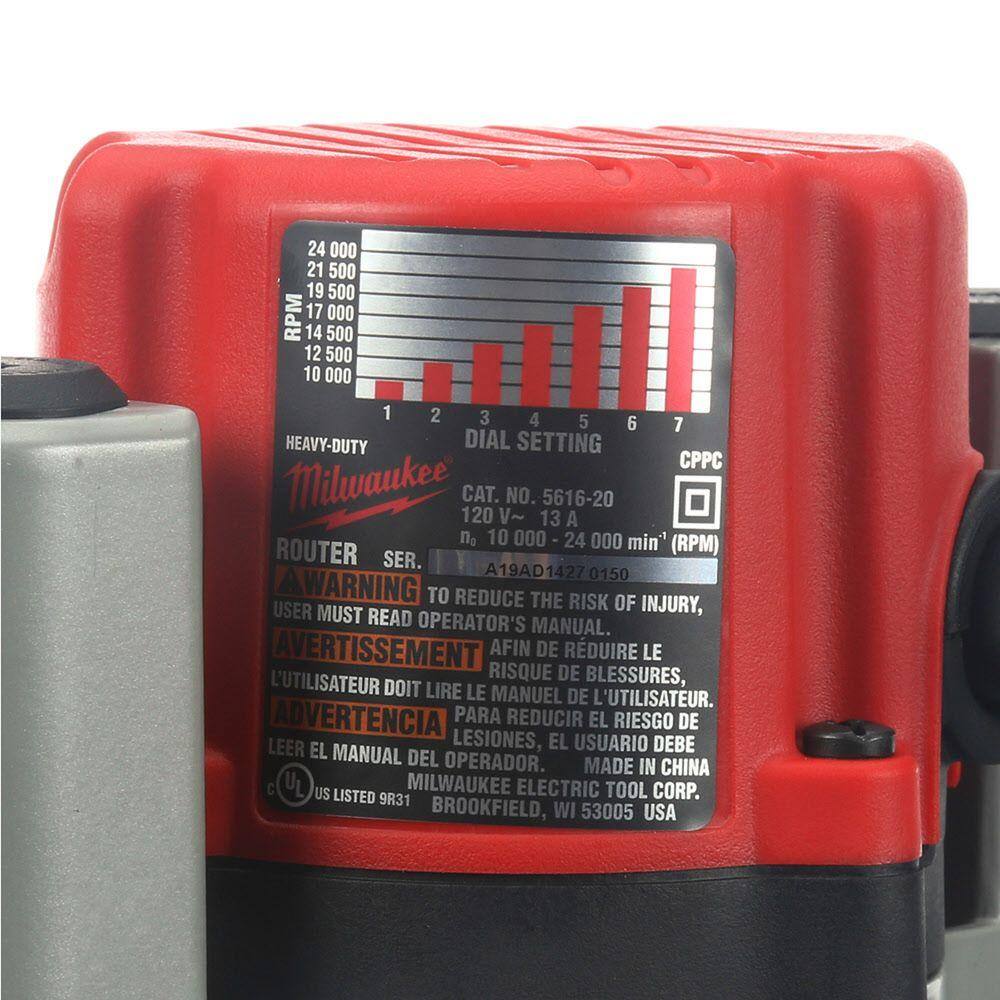 Milwaukee 2-1/4 Max HP EVS Multi-Base Router Kit with Plunge Base & BodyGrip Fixed Base, 8-ft Cord - Image 7