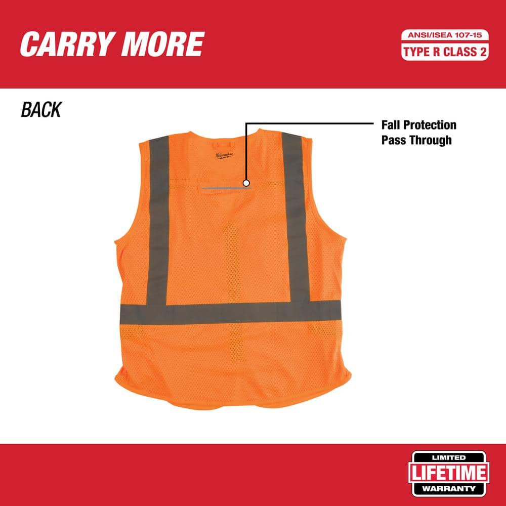 Milwaukee 2X-Large/3X-Large Orange Class 2 High-Visibility Safety Vest with 10 Pockets (12-Pack) - Image 3