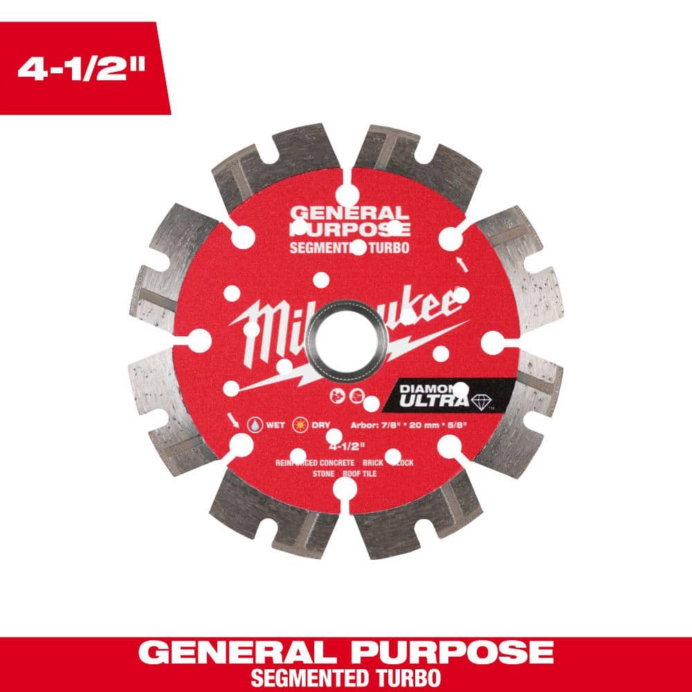 Milwaukee 4.5 in. Ultra Segmented General-Purpose Diamond Blade, 7/8"–20mm–5/8" Arbor