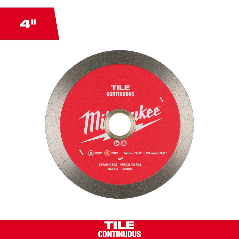 Milwaukee 4 in. Continuous Tile Diamond Blade for Precise Tile Cutting
