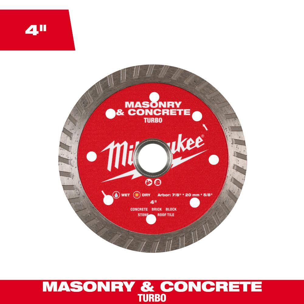 Milwaukee 4 in. Turbo Masonry & Concrete Diamond Blade