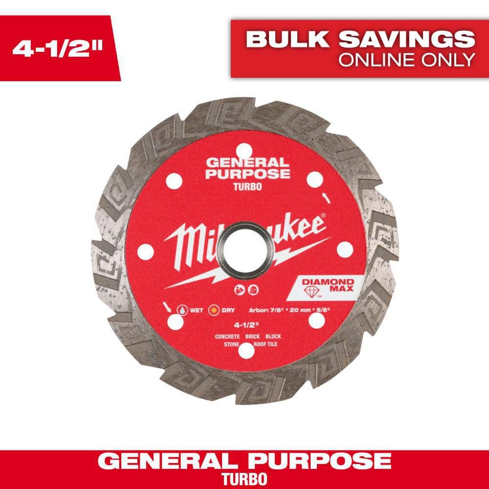 Milwaukee 5 in. DIAMOND MAX General Purpose Turbo Diamond Blade, 7/8"–20mm–5/8" Arbor