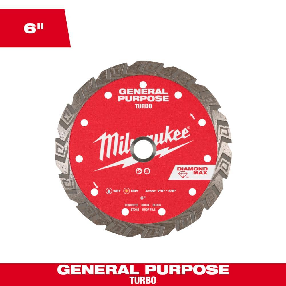 Milwaukee 6 in. DIAMOND MAX Turbo Diamond Blade for General Purpose