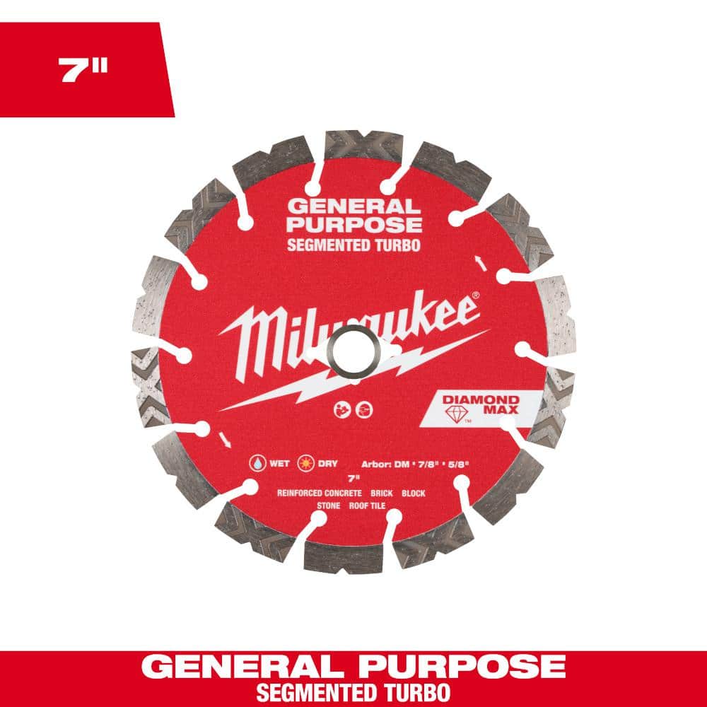Milwaukee 7 in. DIAMOND MAX General Purpose Segmented Turbo Diamond Blade