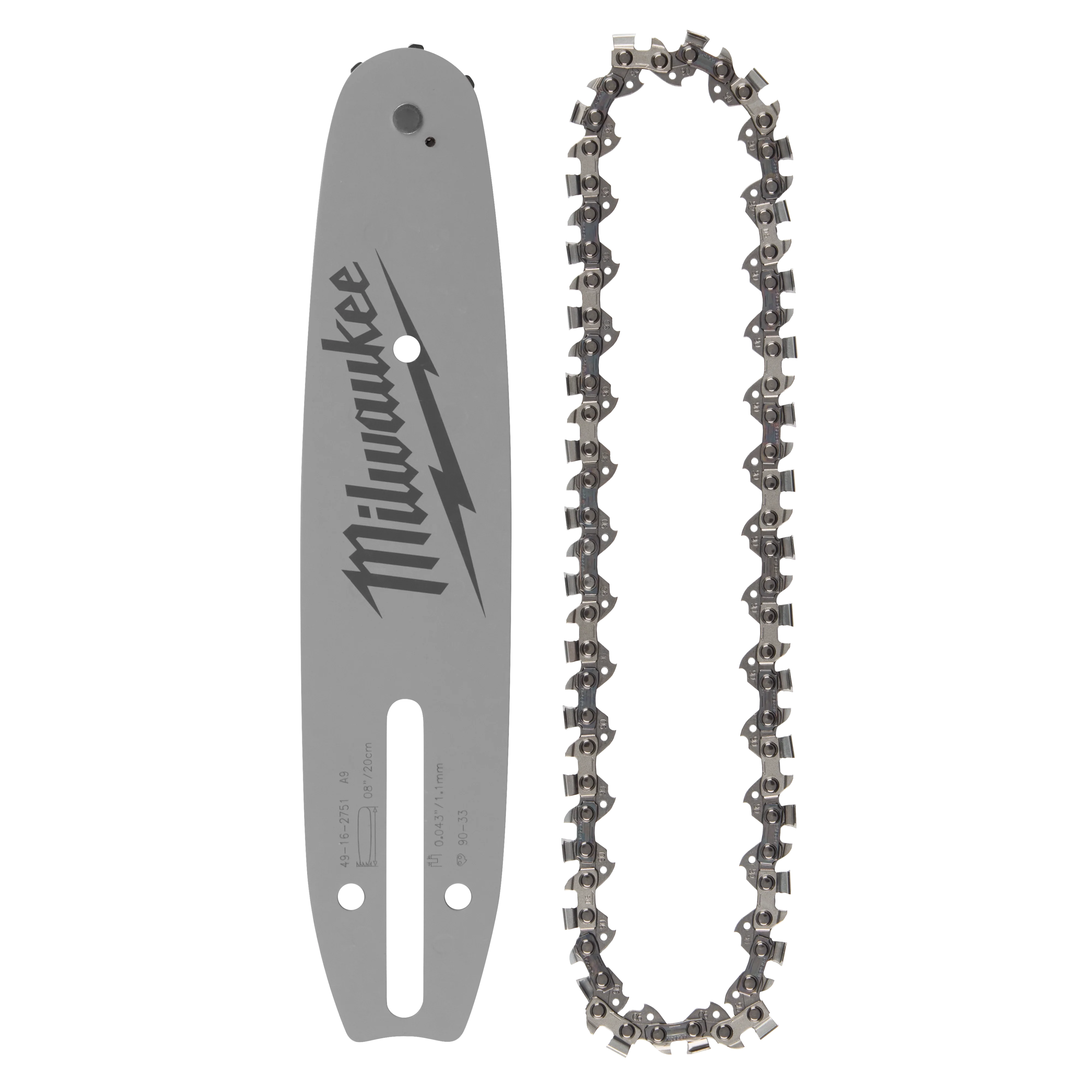 Milwaukee 8 in. Chainsaw Bar & Chain Combo, 3/8 in. Low Profile Pitch, .043 in. Gauge (2-Piece Set) - Image 7