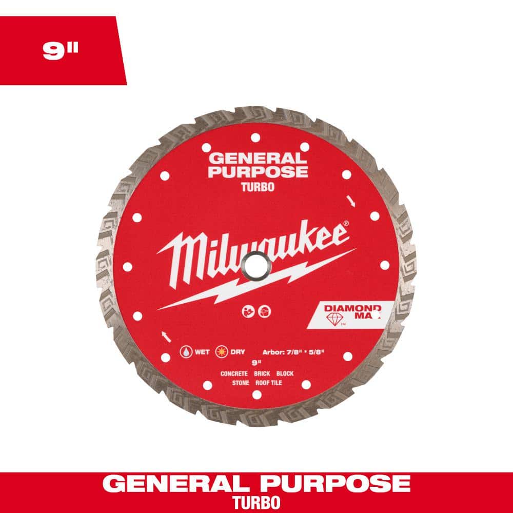 Milwaukee 9 in. DIAMOND MAX General Purpose Turbo Diamond Blade