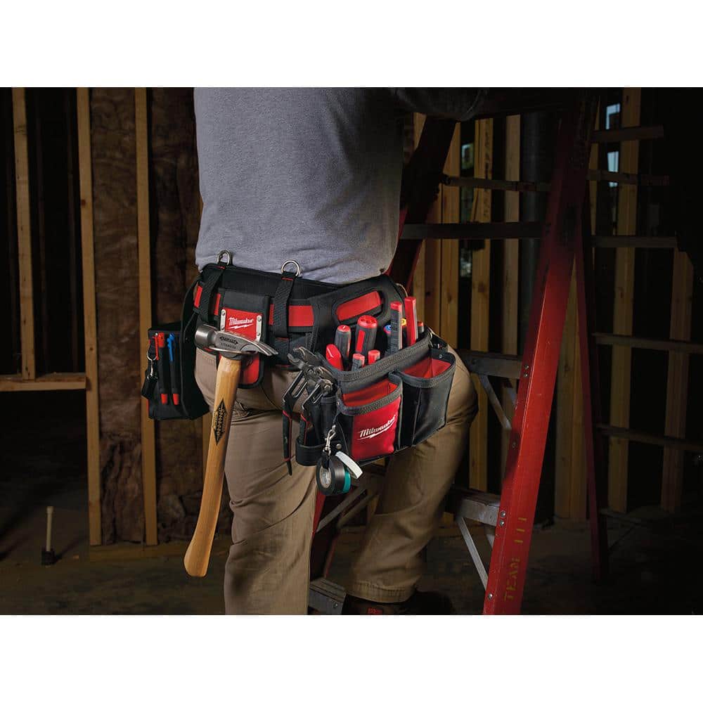 Milwaukee Adjustable Electrician's Work Waist Tool Belt with 19 oz. Hickory Framing Hammer, 29 Pockets (Model 48-22-8110 + 48-22-9419) - Image 5
