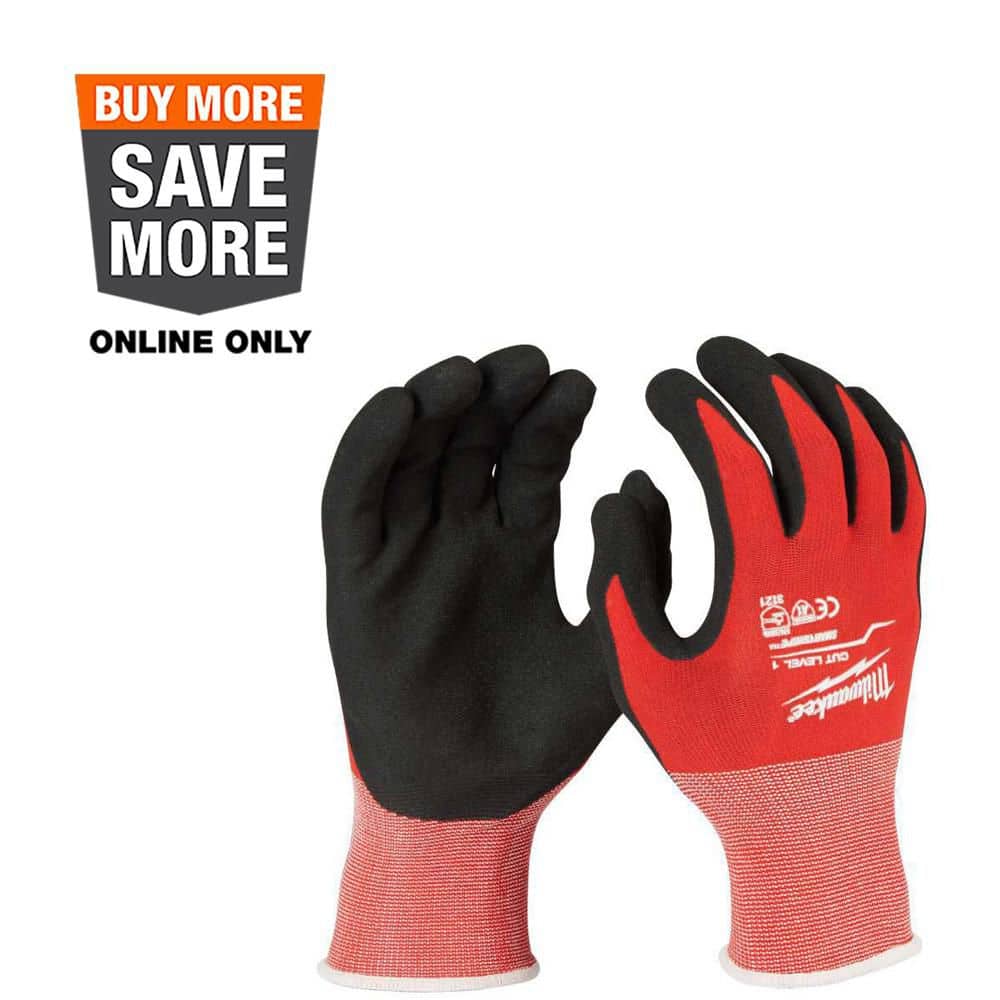 MILWAUKEE Cut Level 1 Nitrile Palm Dipped Gloves, XL, 12 Pack