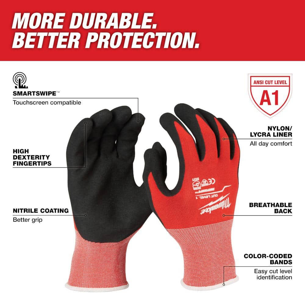 MILWAUKEE Cut Level 1 XXL Nitrile Dipped Gloves, Pack of 12 - Image 2