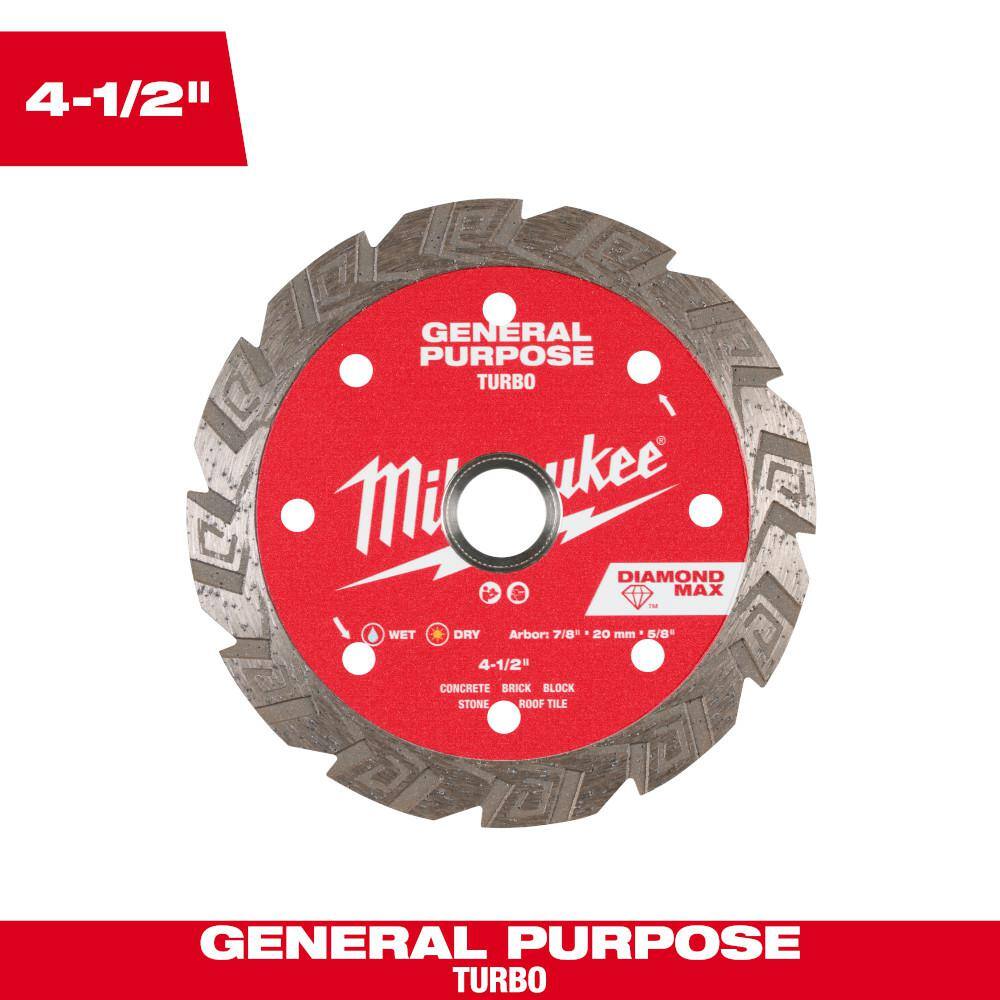 Milwaukee Diamond MAX Turbo Blade 4.5 in.