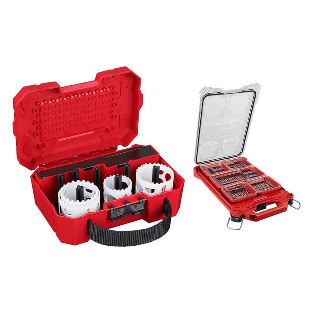 Milwaukee HOLE DOZER Bi‑Metal Hole Saw Kit with SHOCKWAVE Impact Duty Screwdriver Bit Set and PACKOUT Case, 108-Piece