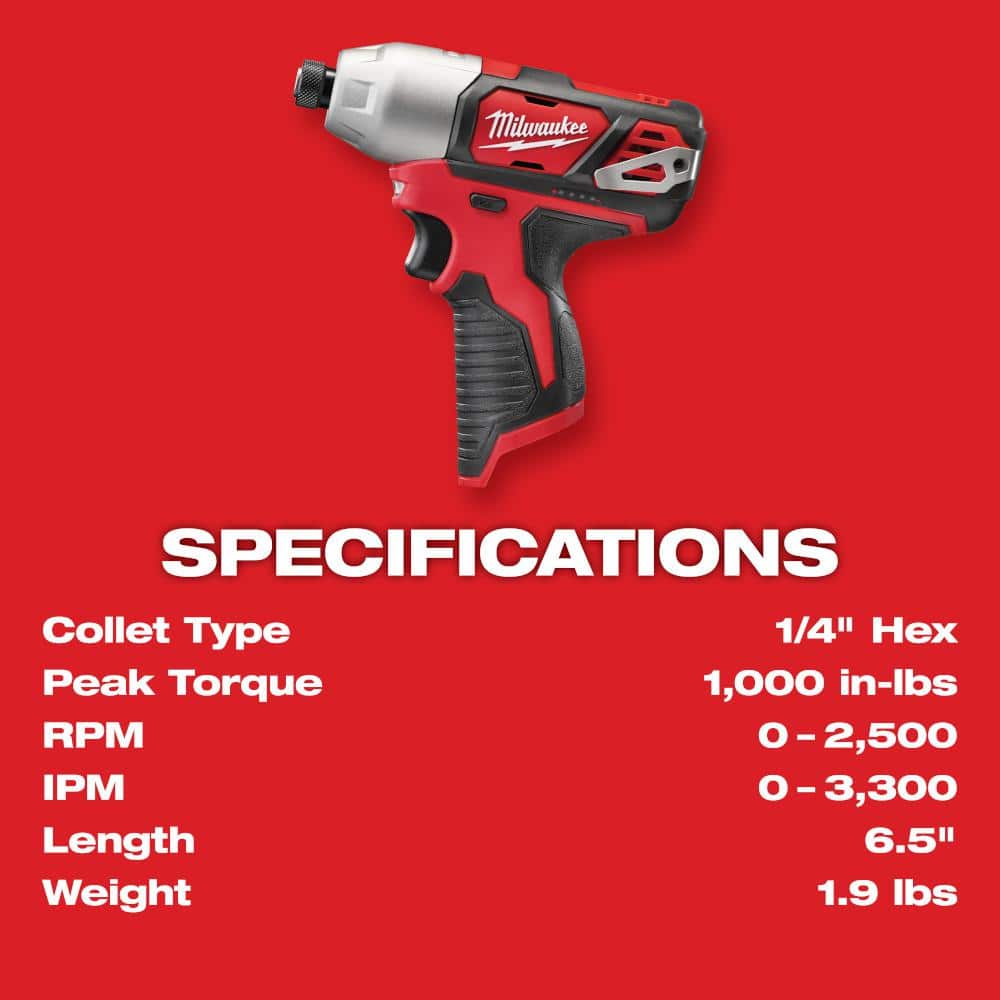 Milwaukee M12 12-Volt Lithium-Ion Cordless 2-Tool Combo Kit with SHOCKWAVE Impact Duty Alloy Steel Screw Driver Bit Set (25-Piece) - Image 6