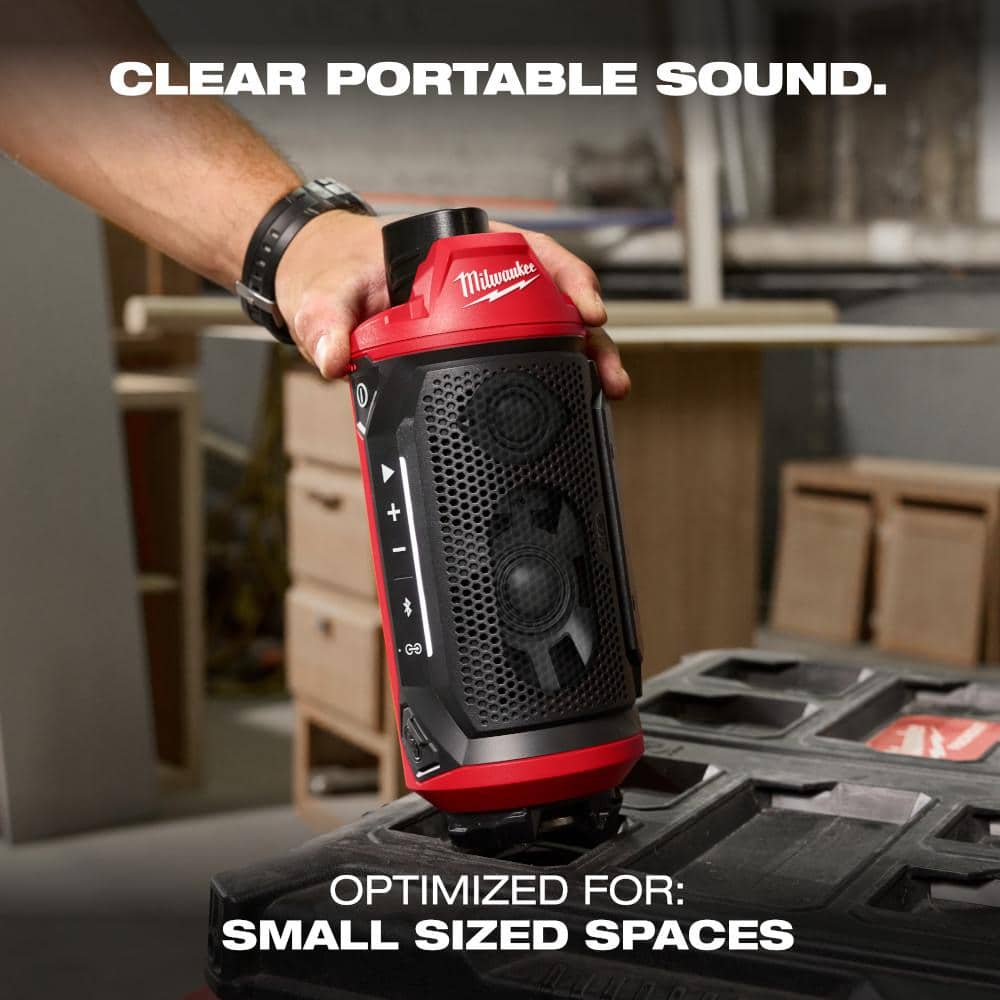 Milwaukee M12 12-Volt Lithium-Ion Cordless Bluetooth Jobsite Speaker with PACKOUT Compatibility - Image 2