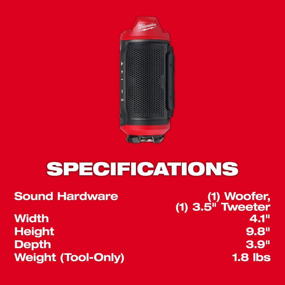 Milwaukee M12 12-Volt Lithium-Ion Cordless Bluetooth Jobsite Speaker with PACKOUT Compatibility - Image 5