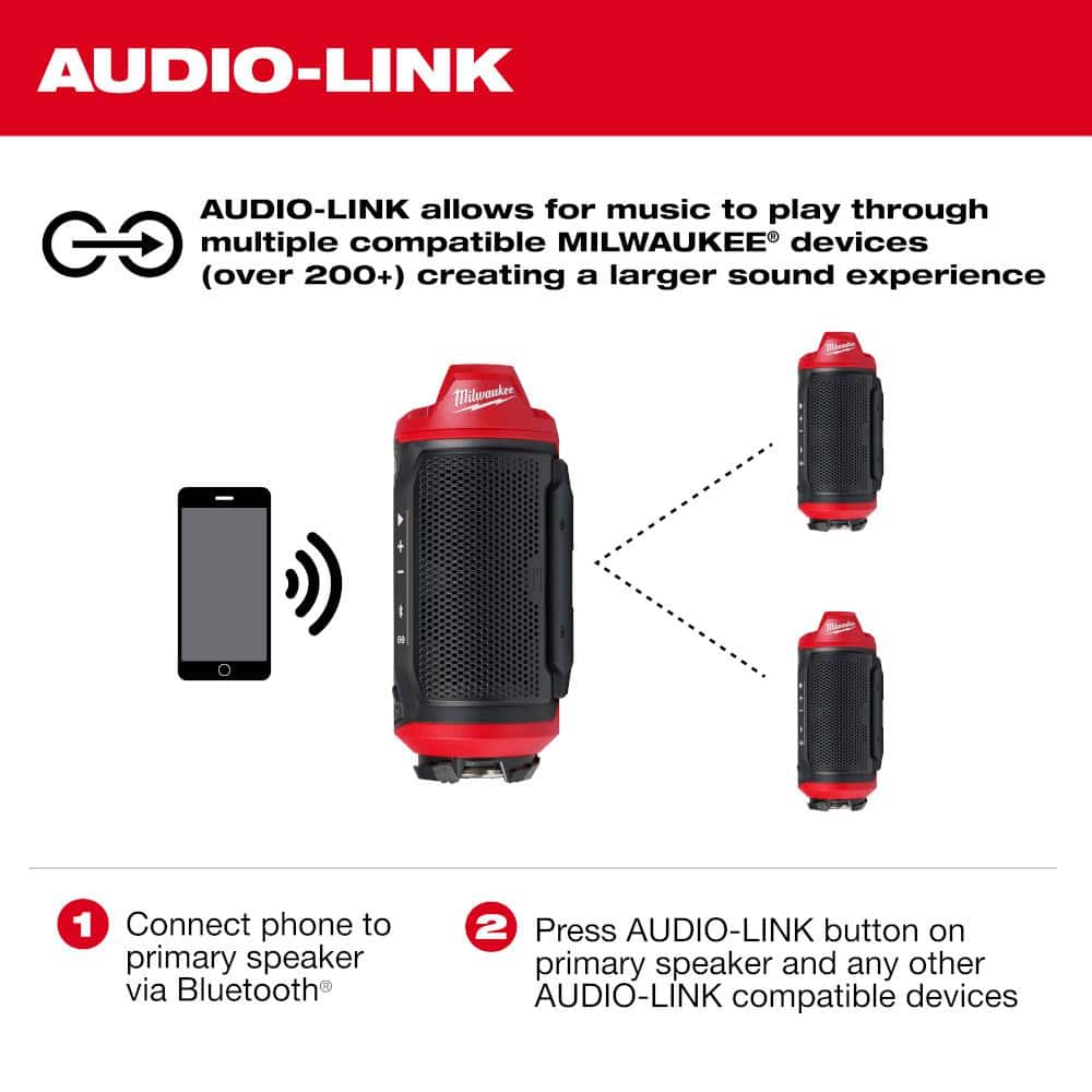 Milwaukee M12 12-Volt Lithium-Ion Cordless Bluetooth Jobsite Speaker with PACKOUT Compatibility - Image 6