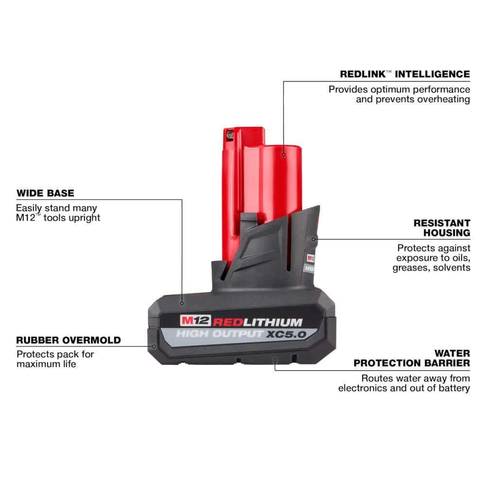 Milwaukee M12 12-Volt Lithium-Ion Cordless Rivet Tool with M12 CP High Output 2.5 Ah Battery Pack - Image 4