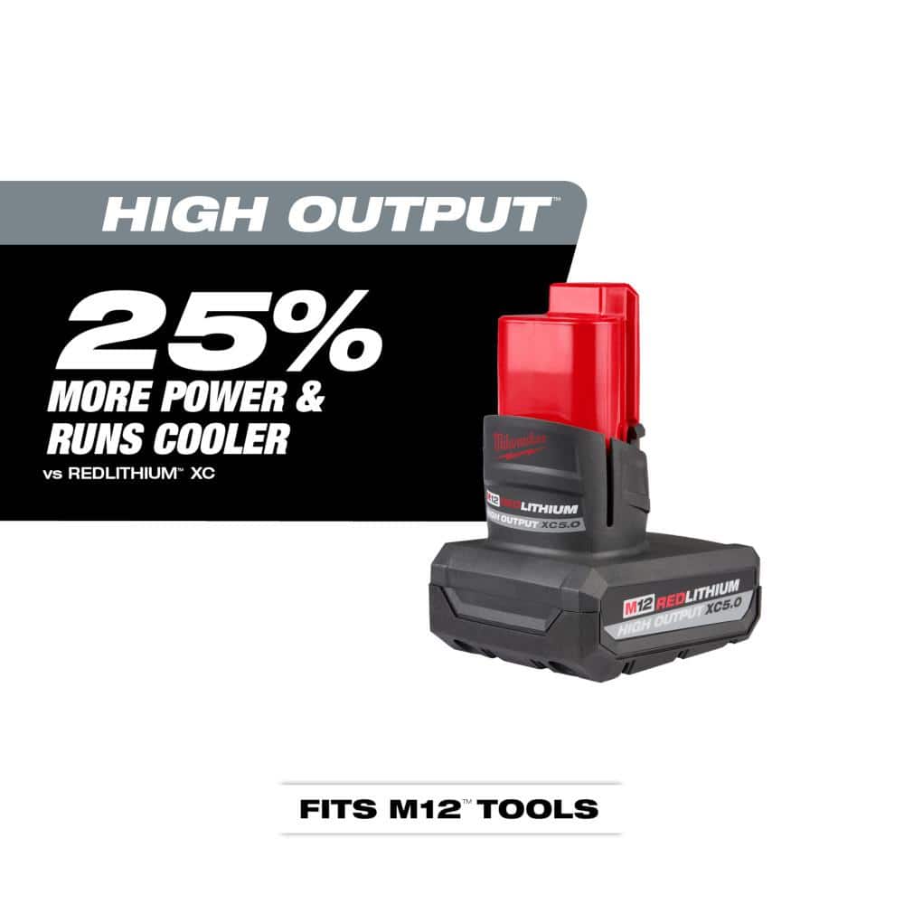 Milwaukee M12 12-Volt Lithium-Ion Cordless Rivet Tool with M12 CP High Output 2.5 Ah Battery Pack - Image 6