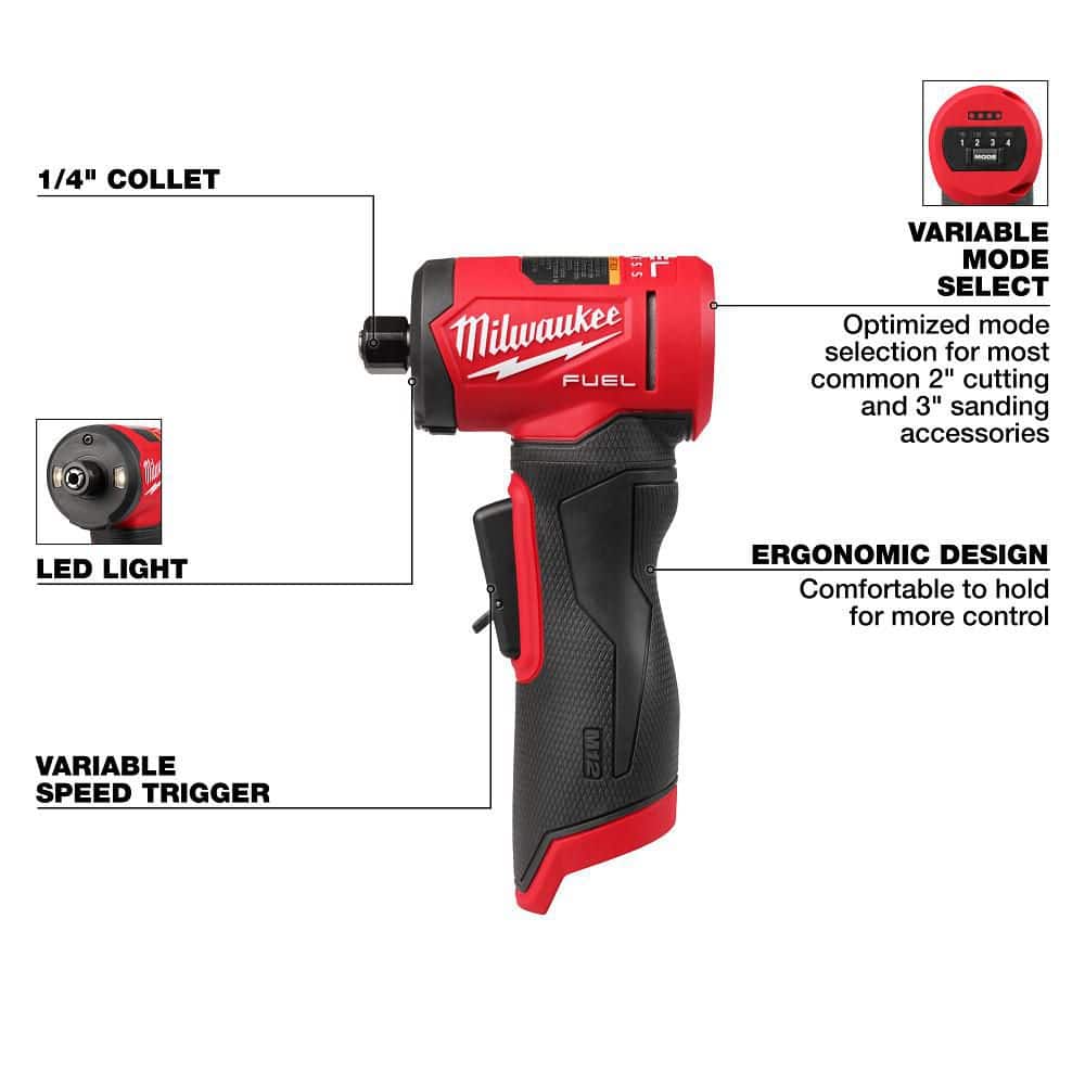 Milwaukee M12 FUEL 12V Brushless Cordless 1/4 in. Right Angle Die Grinder (Tool-Only) - Image 3