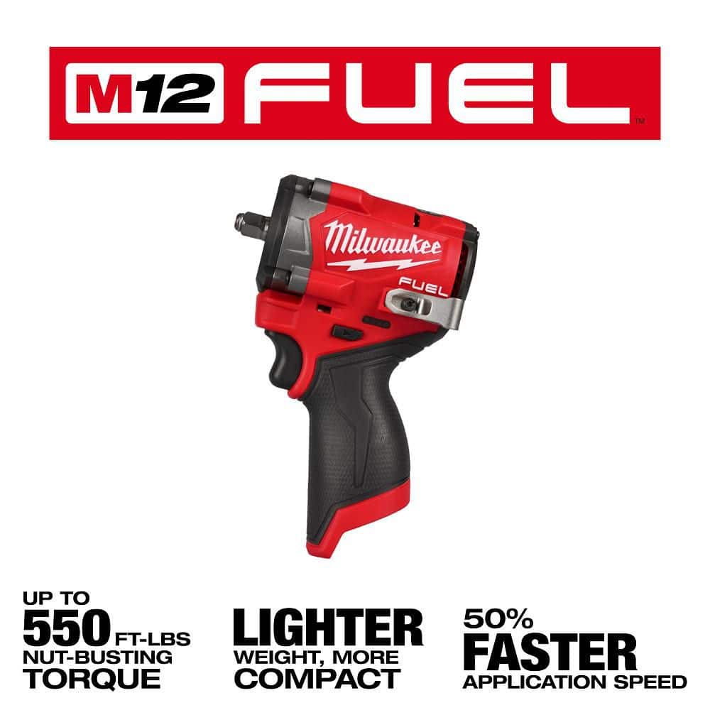 Milwaukee M12 FUEL 12V Cordless Drill/Driver, 3/8 in. Impact Wrench & 3/8 in. High-Speed Ratchet Combo Kit with Batteries, Charger & Bag - Image 4