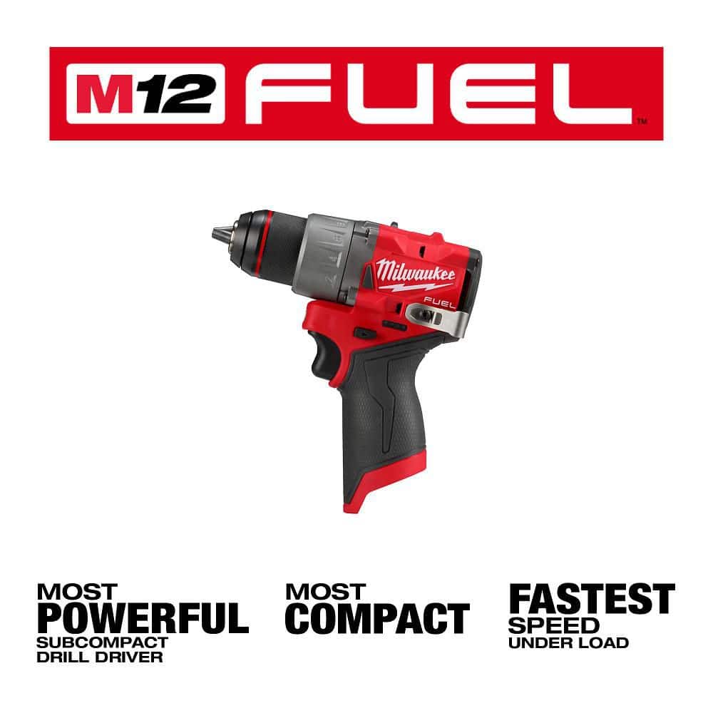 Milwaukee M12 FUEL 12V Cordless Drill/Driver, 3/8 in. Impact Wrench & 3/8 in. High-Speed Ratchet Combo Kit with Batteries, Charger & Bag - Image 6