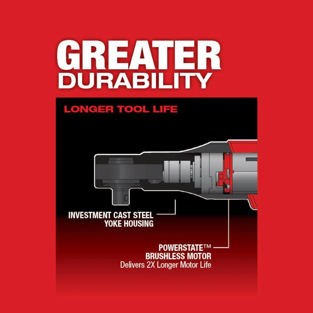 Milwaukee M12 FUEL 12V Li-Ion Brushless 3/8 in. Cordless Ratchet Kit with (2) 2.0Ah Batteries, Charger, Bag & Metric Socket Set - Image 6