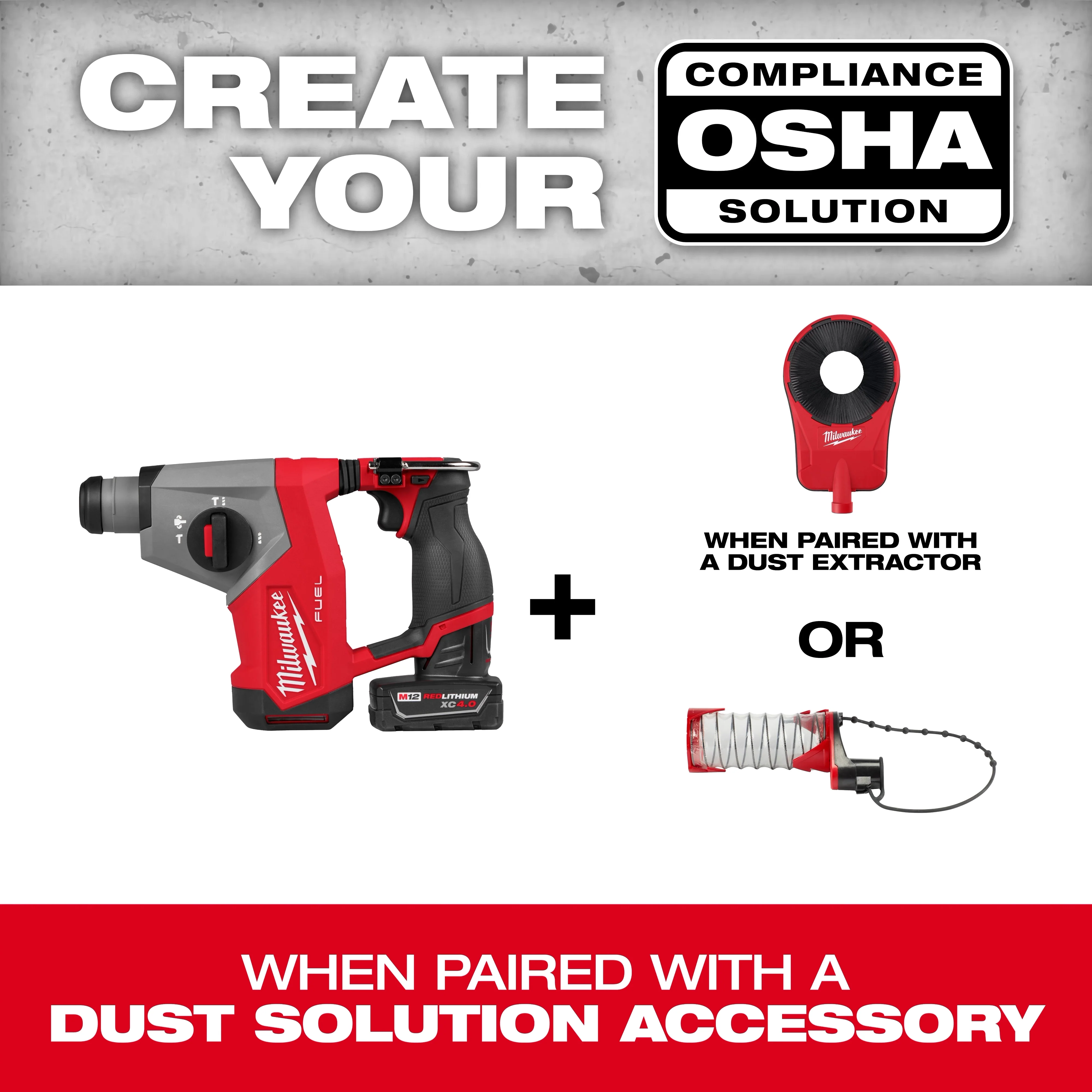 Milwaukee M12 FUEL 12V Lithium-Ion Brushless Cordless 5/8 in. SDS Plus Rotary Hammer Kit with XC 4.0 Battery, Charger and Bag - Image 6