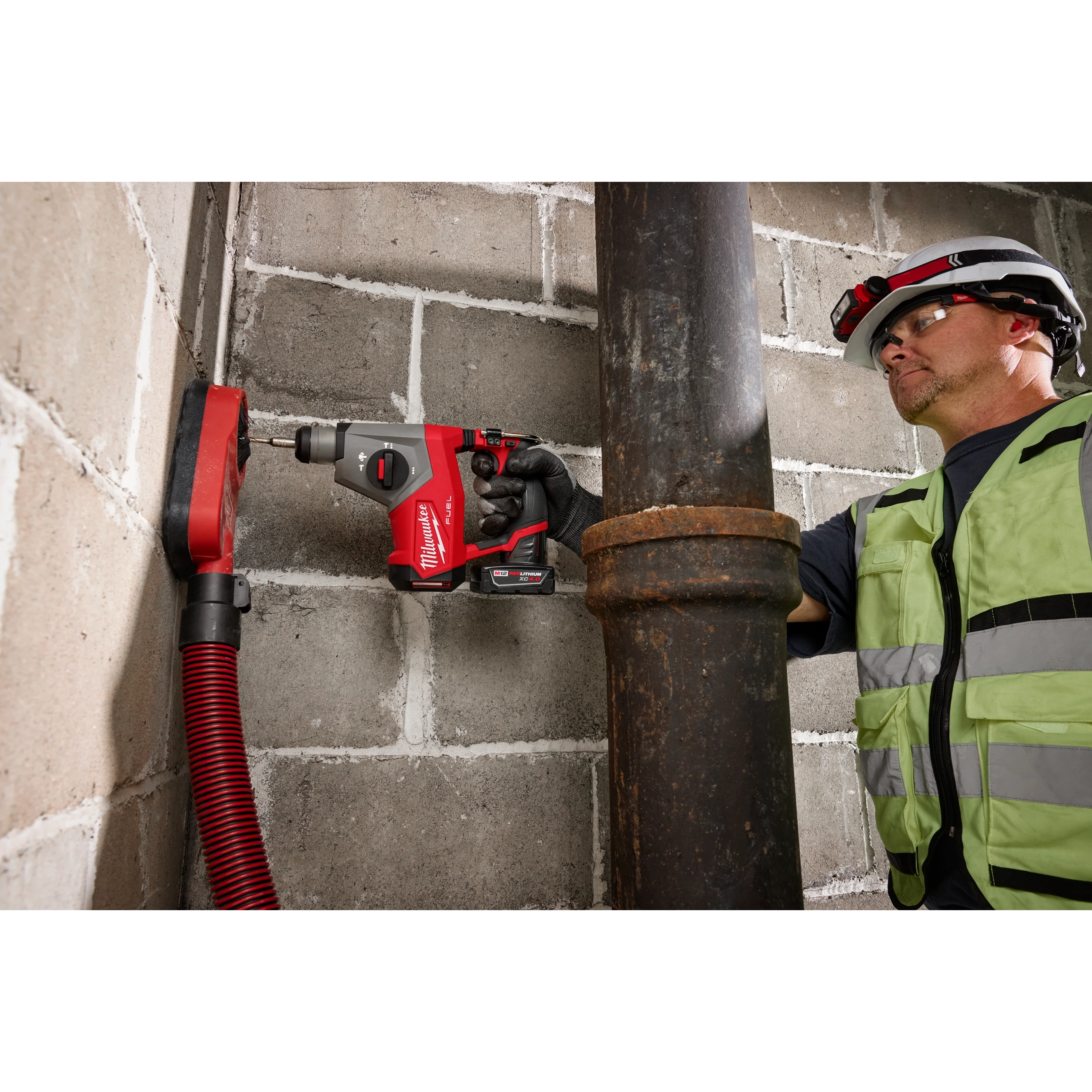 Milwaukee M12 FUEL 12V Lithium-Ion Brushless Cordless 5/8 in. SDS Plus Rotary Hammer Kit with XC 4.0 Battery, Charger and Bag - Image 8