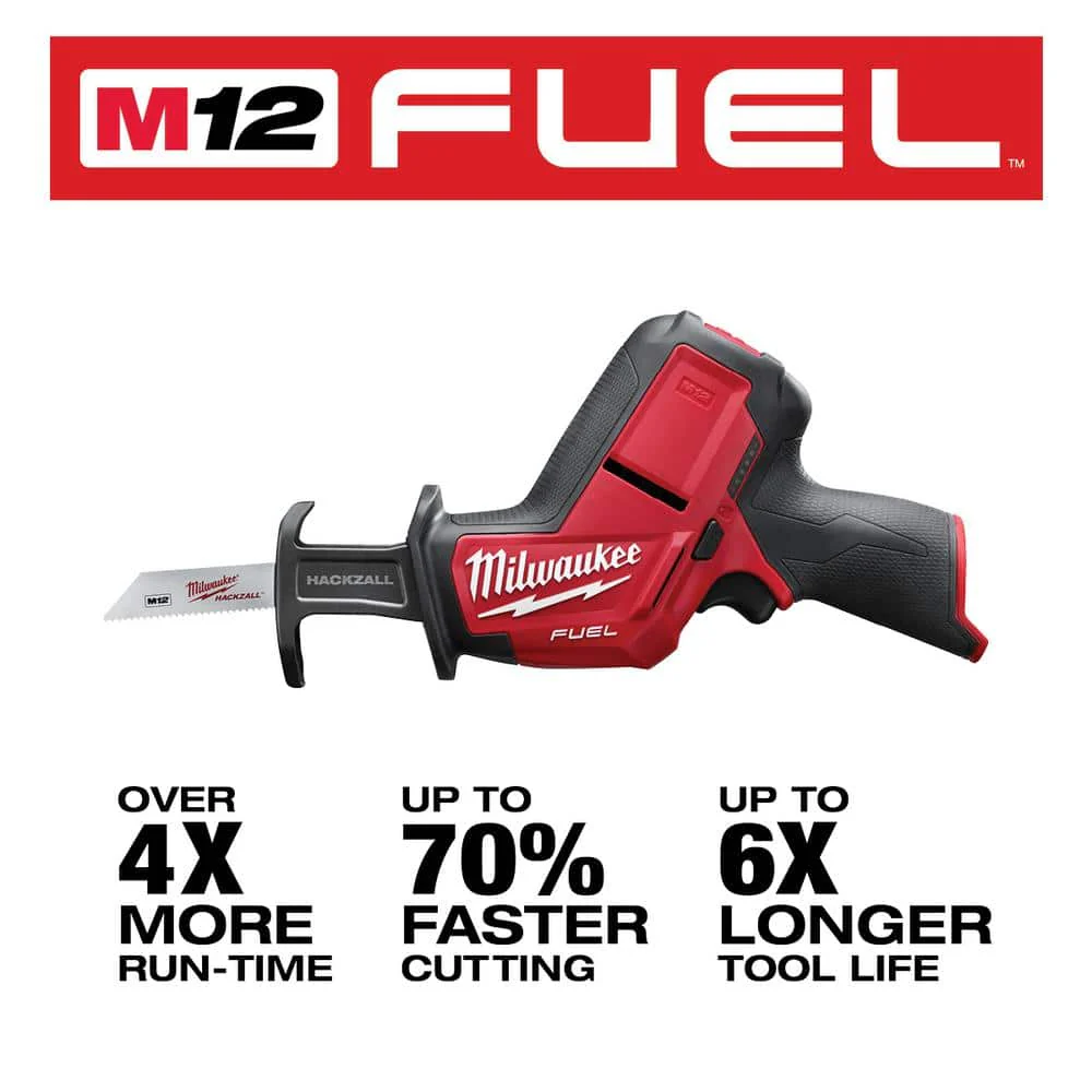 Milwaukee M12 FUEL 12V Lithium-Ion Brushless Cordless HACKZALL Reciprocating Saw (Tool-Only) with SAWZALL Blade Set (25-Piece) - Image 3