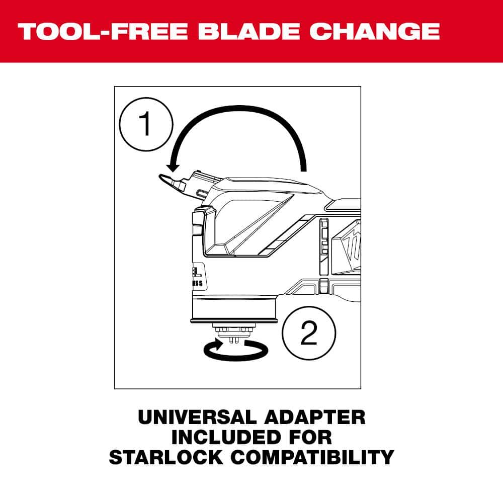 Milwaukee M12 FUEL 12V Lithium‑Ion Cordless Oscillating Multi‑Tool (Tool‑Only) + 8‑Piece Blade/Sanding Set - Image 8