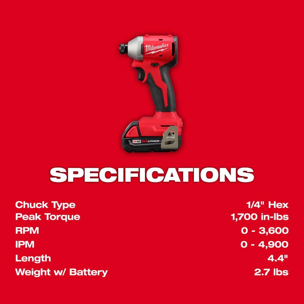 Milwaukee M18 18-Volt Lithium-Ion Brushless Cordless 1/2 in. Compact Drill/Driver Combo Kit with Titanium Drill Bit Set (23-Piece) - Image 7