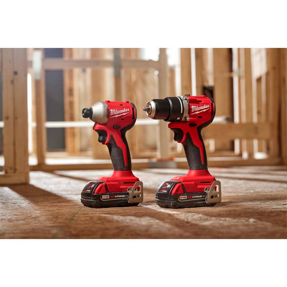 Milwaukee M18 18V Brushless Cordless Drill/Impact Combo Kit (2-Tool) with (2) CP2.0 Batteries, Charger & Bag - Image 8